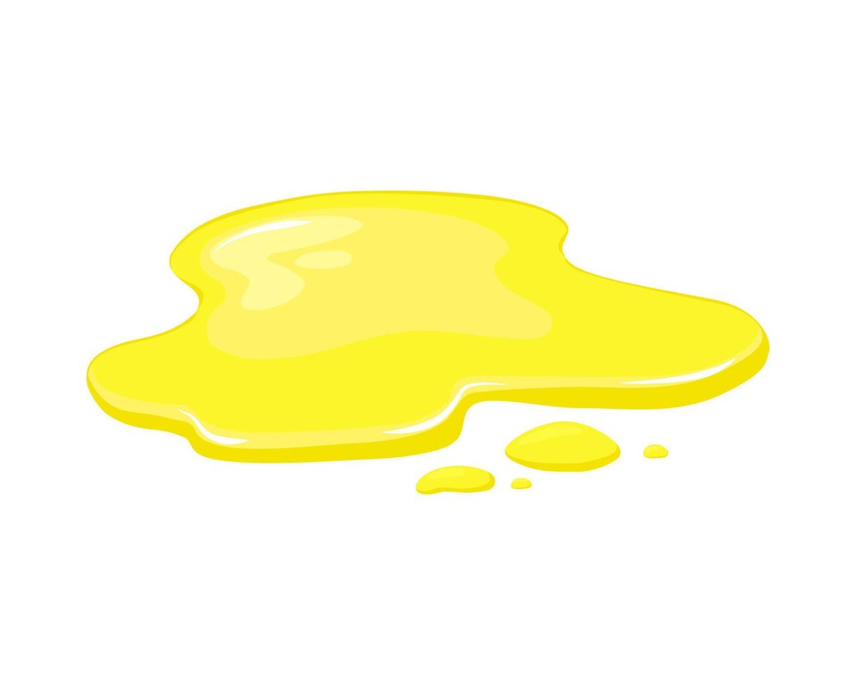 Juice spill.  Puddle of yellow liquid. Orange juice, lemon juice or vegetable oil. Vector cartoon illustration.