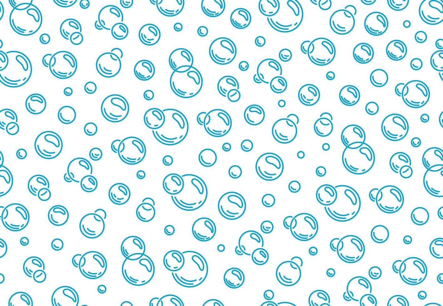 Soap blue bubbles seamless pattern. Outline.Bubbles of carbonated drink, medicine, oxygen, water. Vector illustration isolated background.