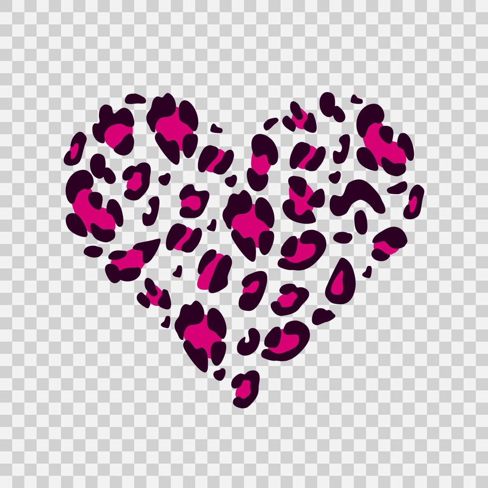 corazón de leopardo sobre un fondo transparente. estampado animal. símbolo de amor. adecuado para imprimir en una camiseta. ilustración vectorial dibujada a mano vector