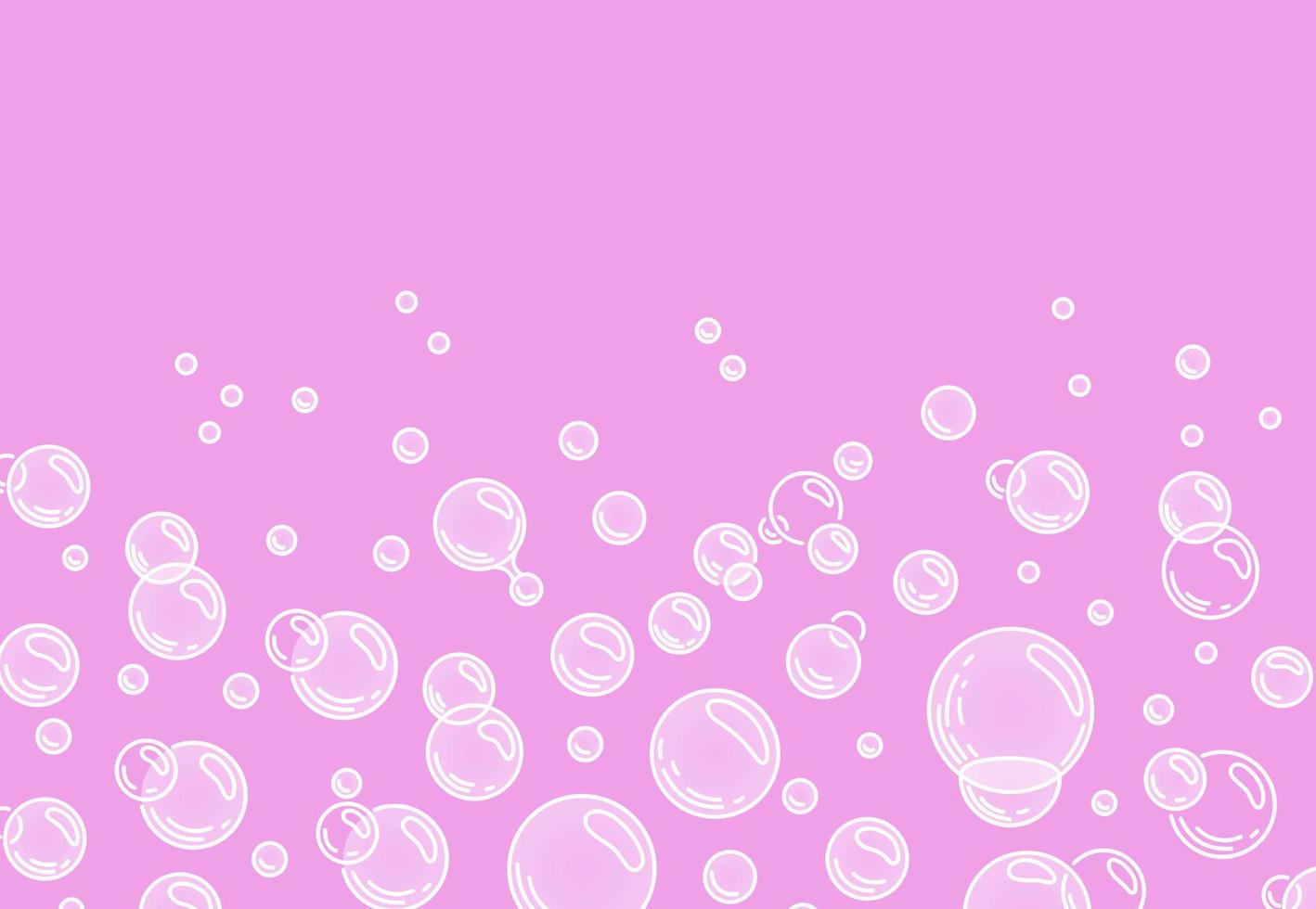 Bubbles on a pink background.Fizzing air or water bubbles on white background. Fizzy sparkles. Gum. Vector cartoon illustration. Vector illustration