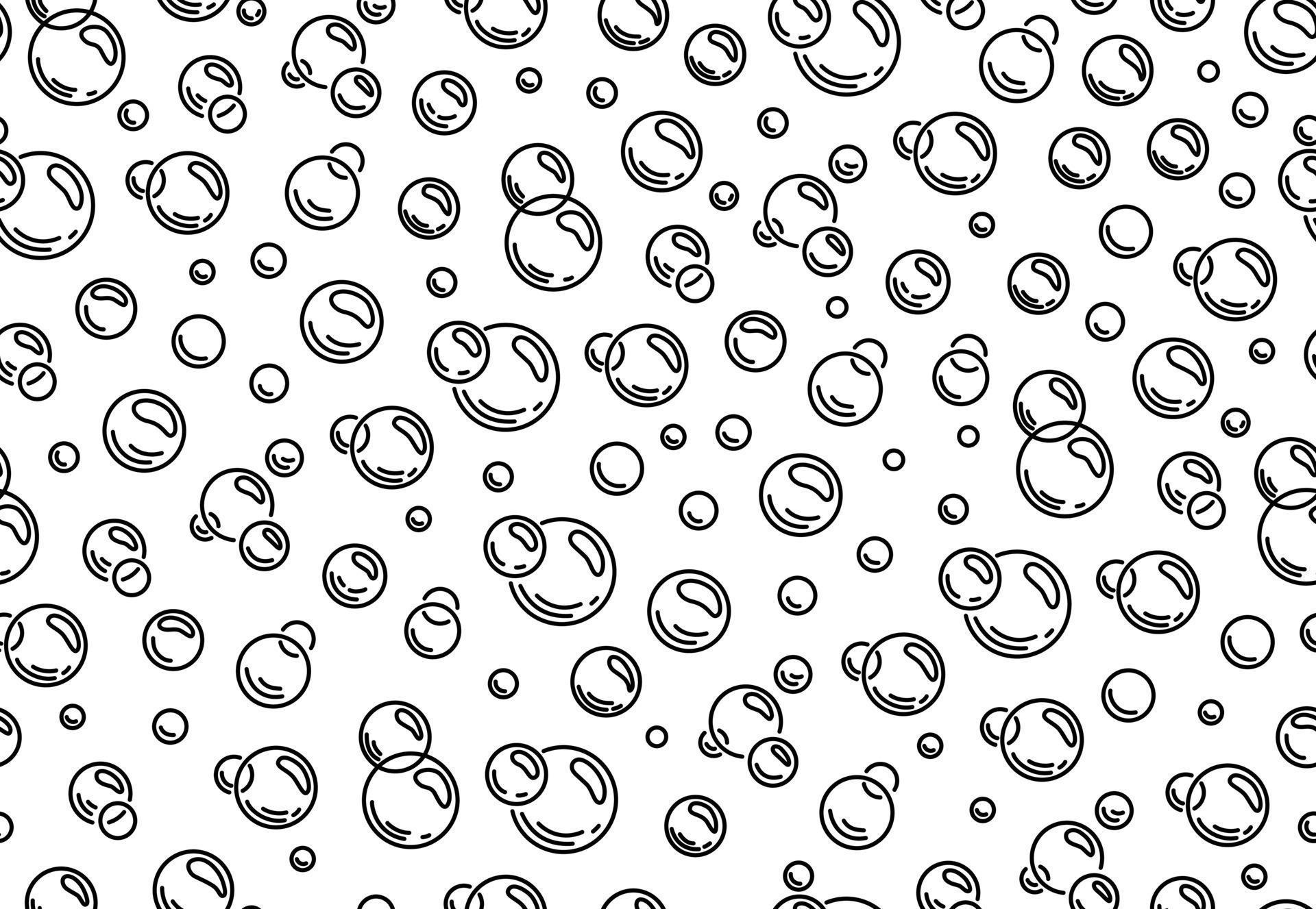 Soap bubbles seamless pattern. Outline.Bubbles of carbonated drink