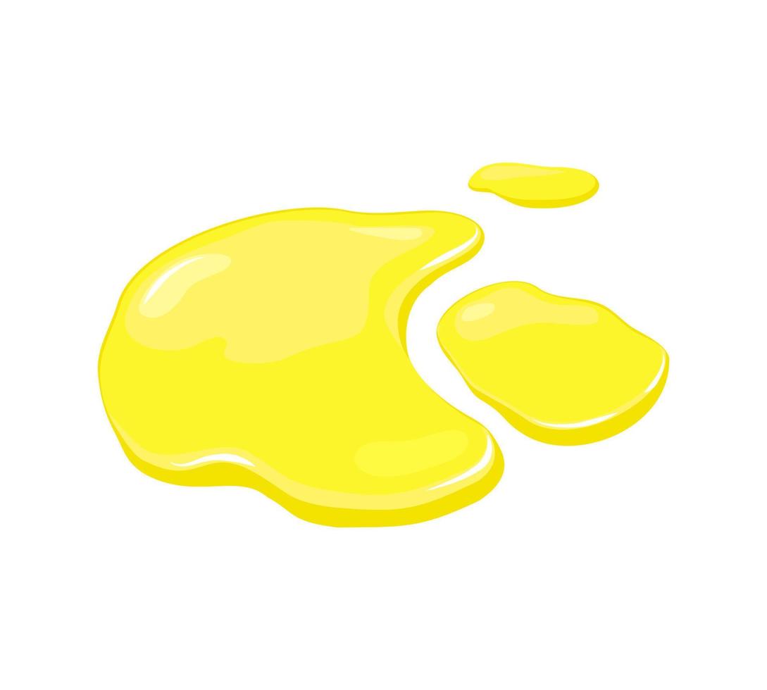 derrame de jugo. liquido amarillo charco sobre un fondo blanco aislado. ilustración de dibujos animados vectoriales. vector