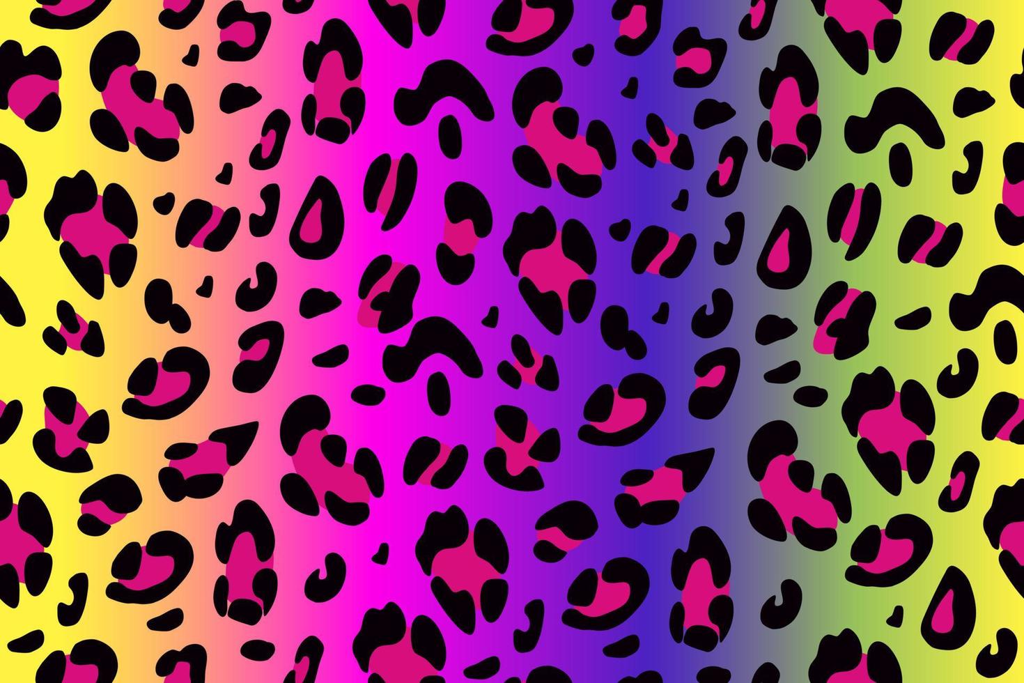 Leopard print of rainbow colors. Gradient background. Hand-drawn vector background