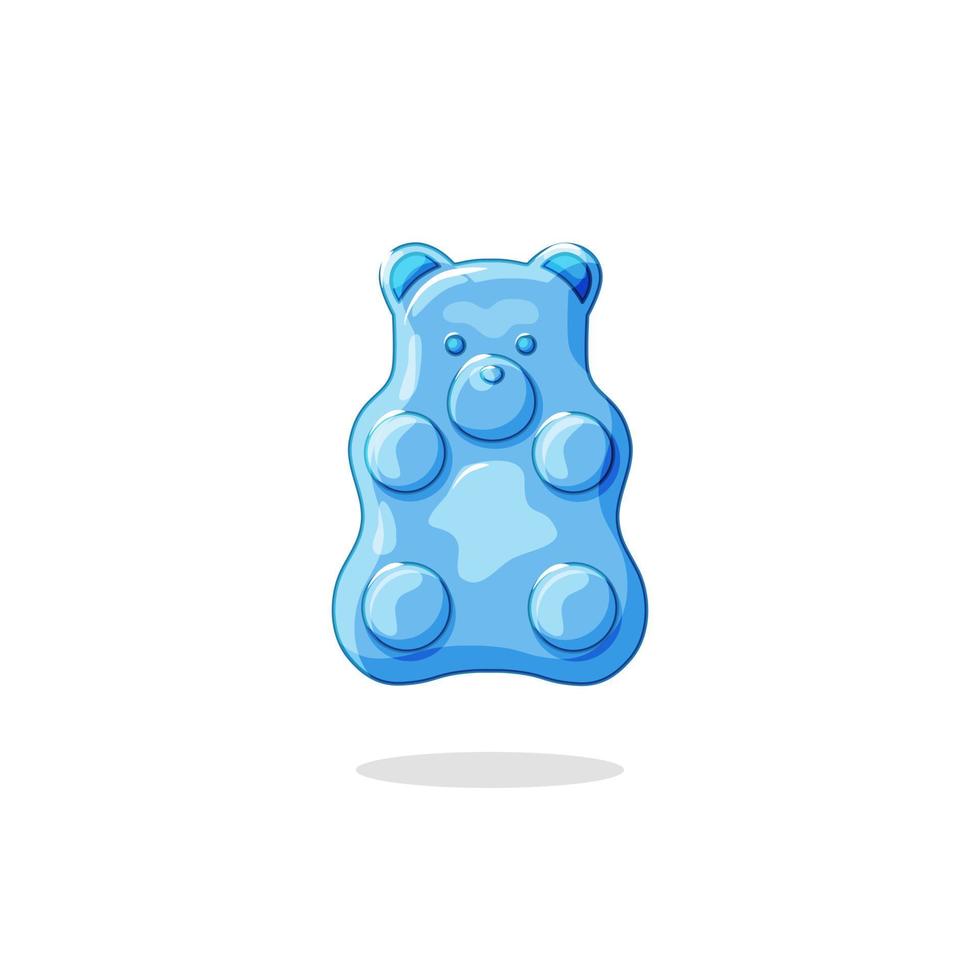 Blue green bear. Gummi candy. Healthy sweets. Vitamin. Vector cartoon illustration. Isolated background.