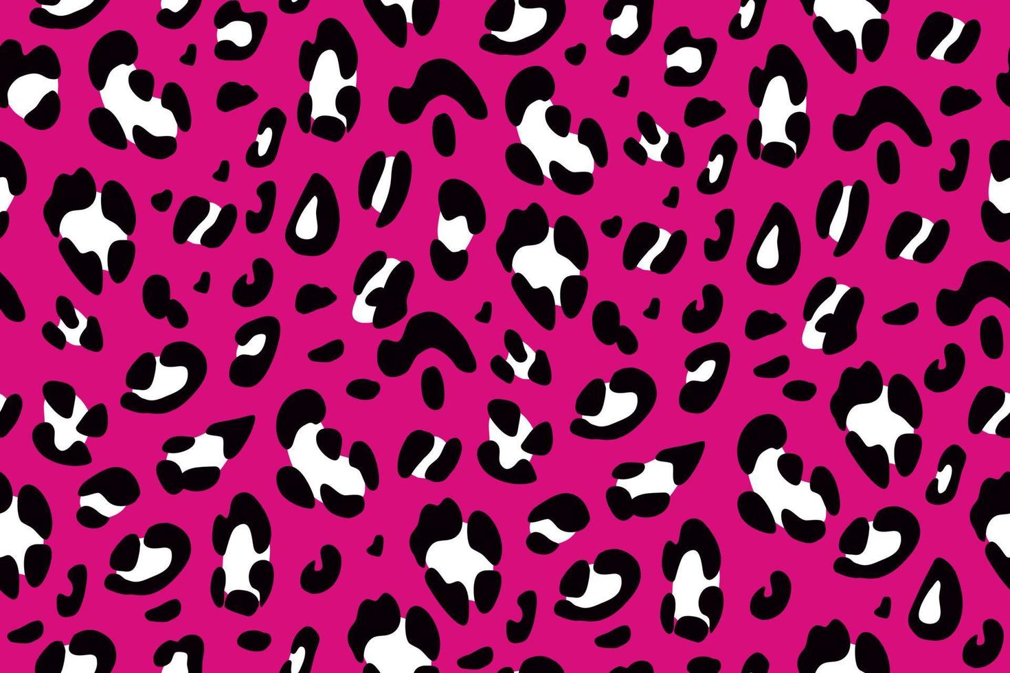 Bright pink leopard. Seamless animalistic pattern. Hand-drawn vector background.