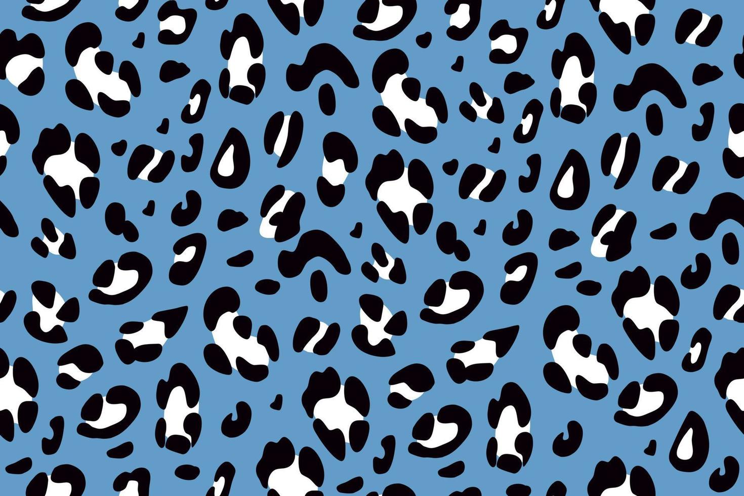 Leopard seamless pattern on a blue background. Animalistic print for clothes. Vector hand-drawn background.