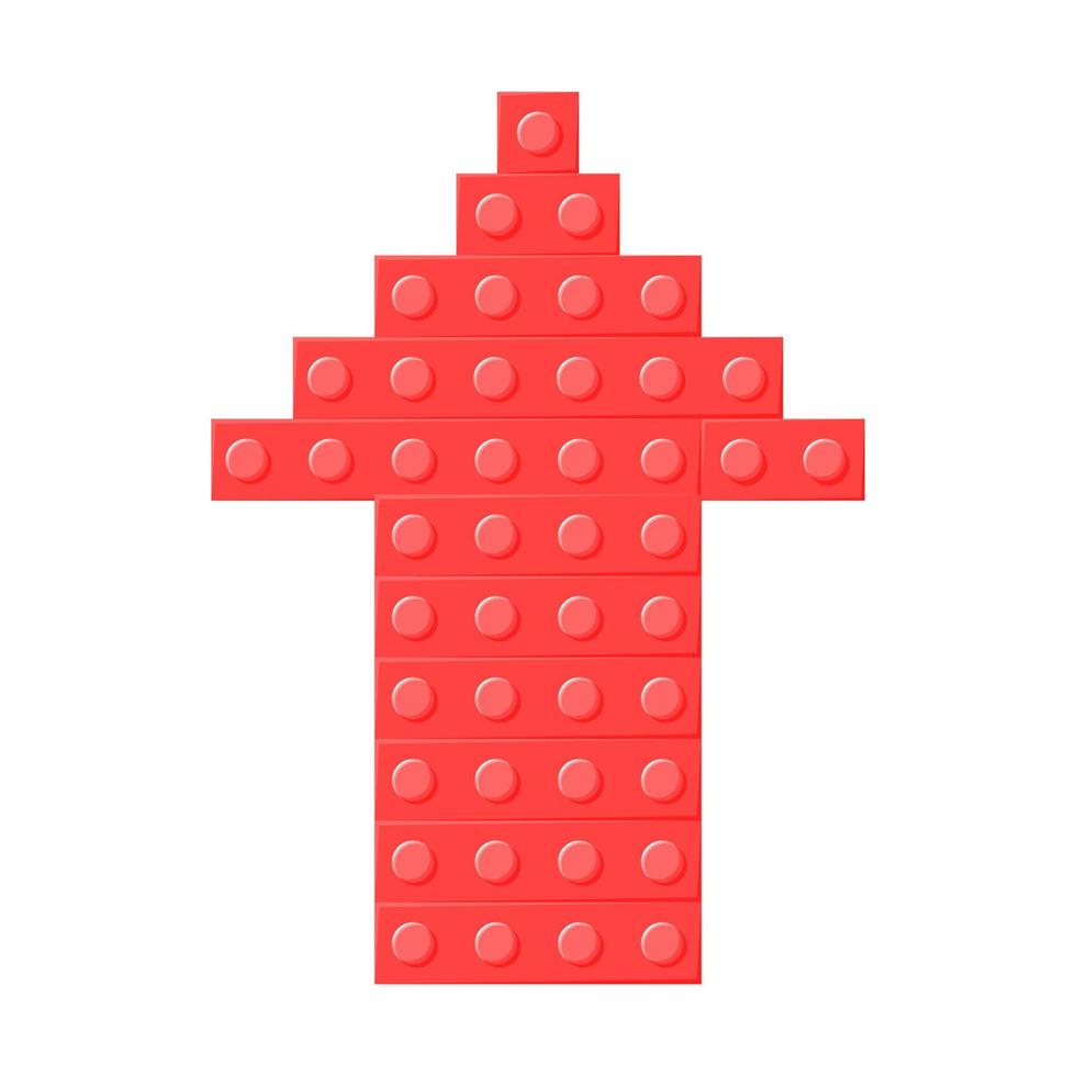 Red arrow block plastic toy.  Symbol of growth. Icon. It can be used for websites and games. Vector cartoon illustration