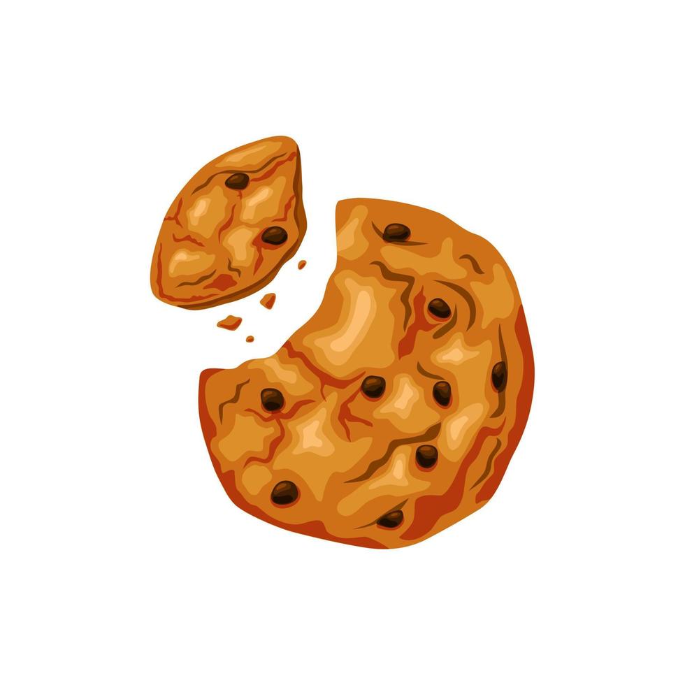 galletas mordidas con patrones sin fisuras de chispas de chocolate. deliciosos pasteles caseros. fondo de dibujos animados vectoriales. vector