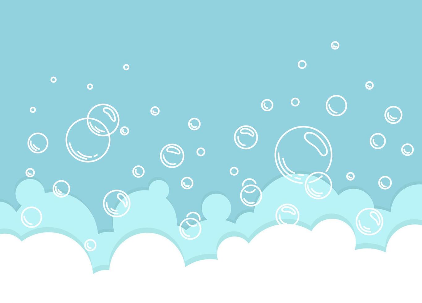 Soap foam background. Bubbles of liquid soap, foam border. Vector cartoon illustration.