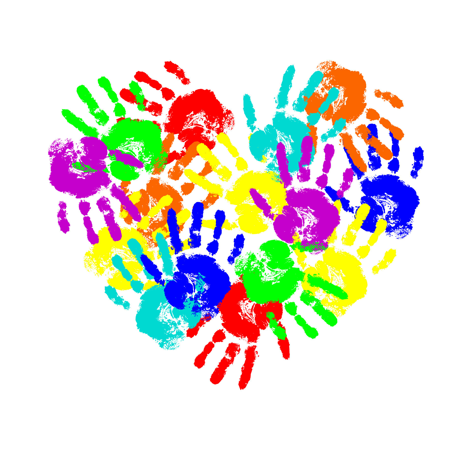 Heart Made Of Multicolored Handprints Children Art Vector Hand drawn heart-made-of-multicolored-handprints-children-art-vector-hand-drawn