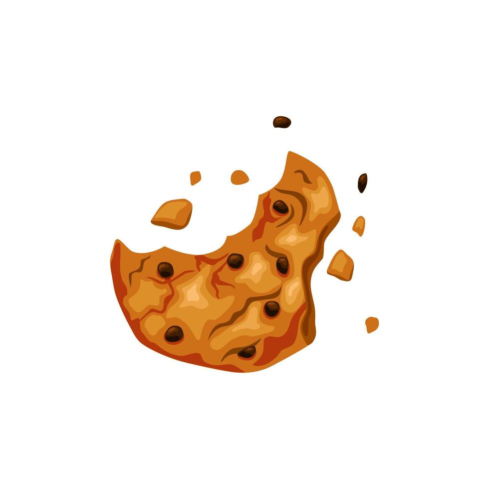 galletas mordidas con patrones sin fisuras de chispas de chocolate. deliciosos pasteles caseros. fondo de dibujos animados vectoriales. vector