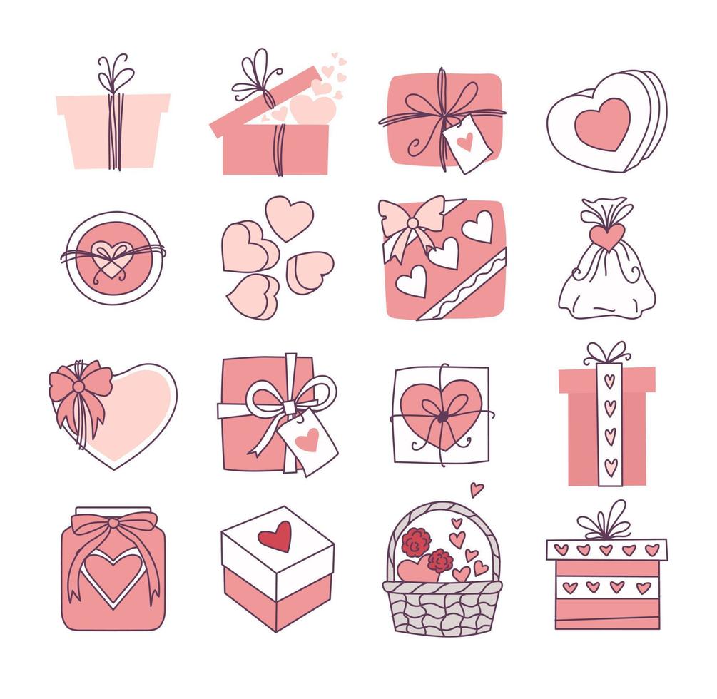 set of gifts for Valentine's day and wedding. Registration of invitations and greeting cards. Vector. vector