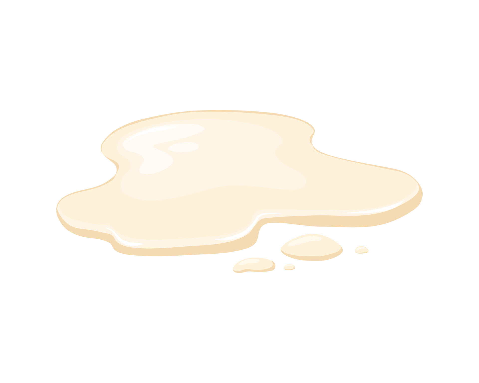 Spilling mayonnaise, sauce. Puddle of beige liquid. Vector cartoon