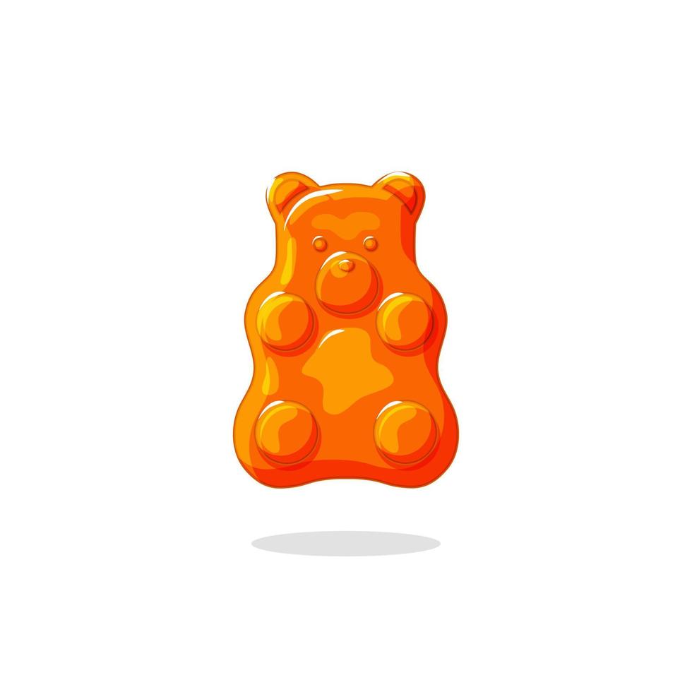 gomoso el oso. caramelo de gelatina de naranja. vitamina saludable. ilustración de dibujos animados vectoriales. icono. vector
