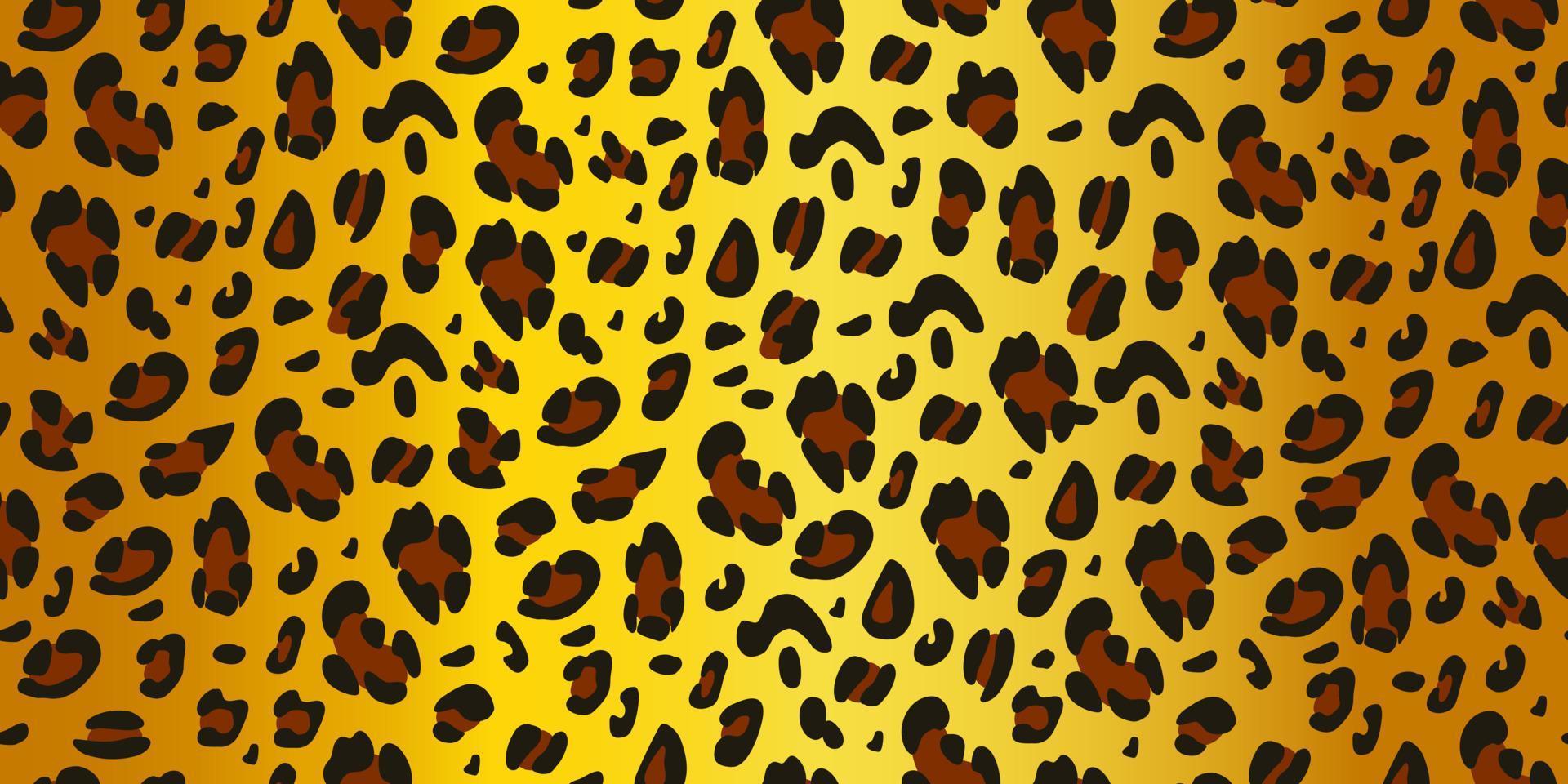 Leopard fashion seamless pattern on a gold background. Animalistic print. Vector hand-drawn background.