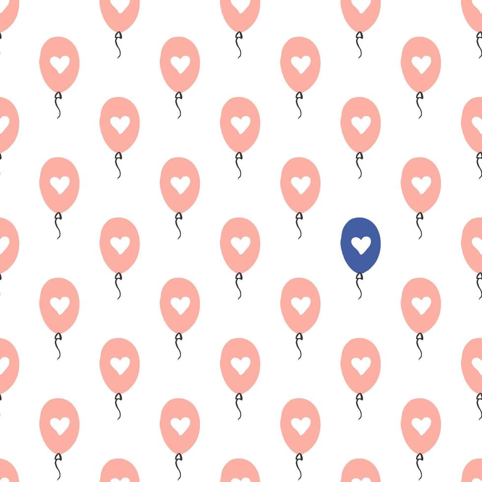 Pink balloons with a heart seamless pattern. Minimalistic pattern for Valentine day. Vector background for printing and decoration
