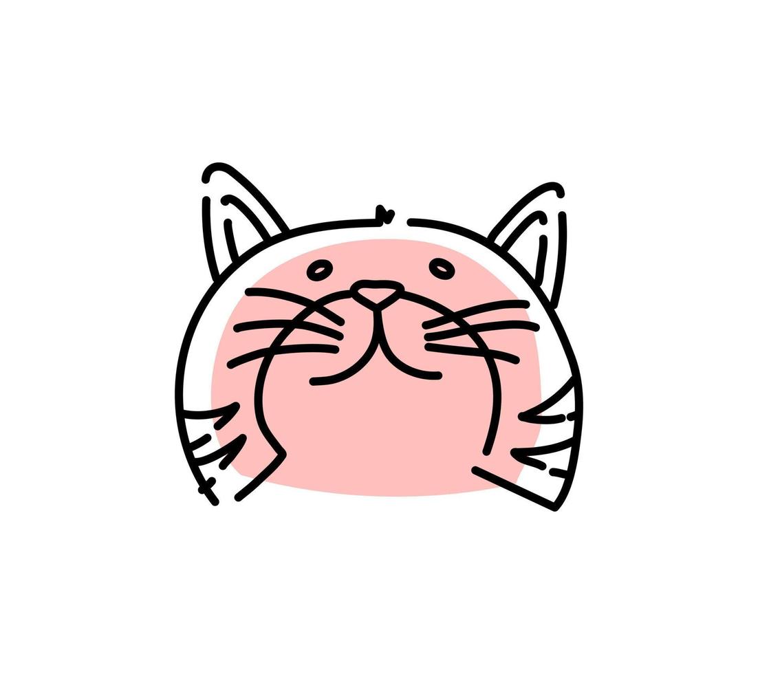 Cute cat face. Vector illustration of the outline