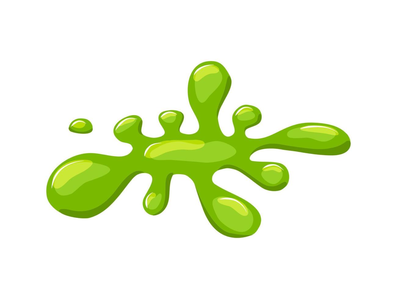 Green slime splashes. Goo blob puddle dripping mucus.Vector cartoon illustration. Isolated background. vector