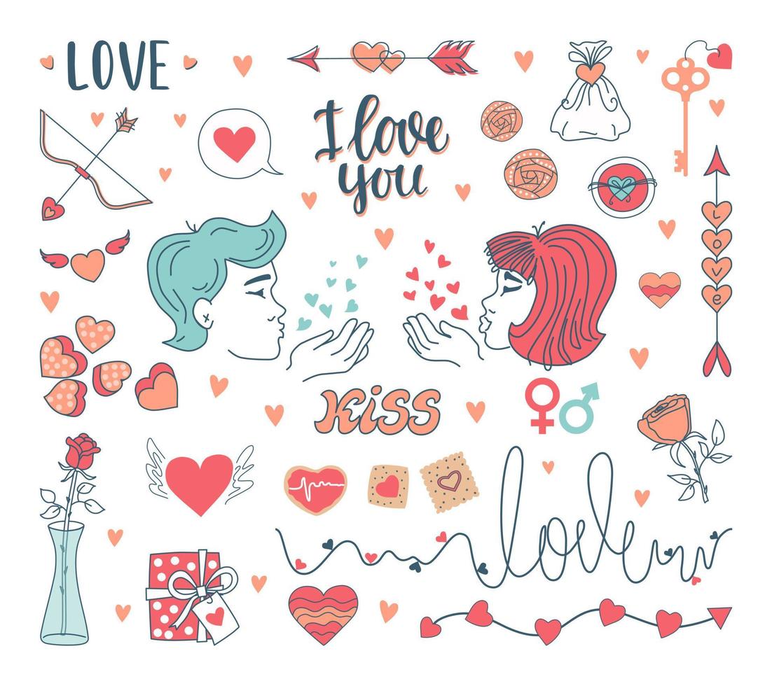Valentine's Day set. Vector illustration.