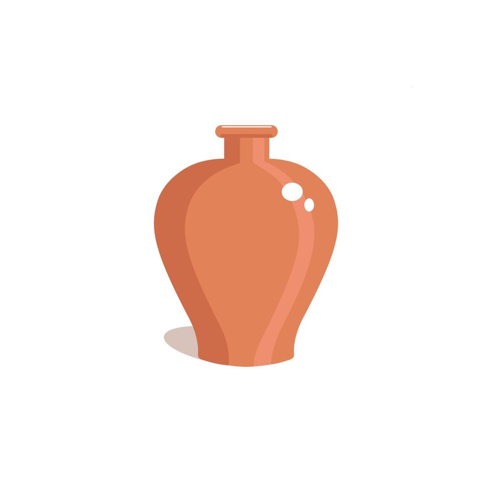 Clay vase on a white background. Vintage vintage jug in a flat style. Vector illustration.