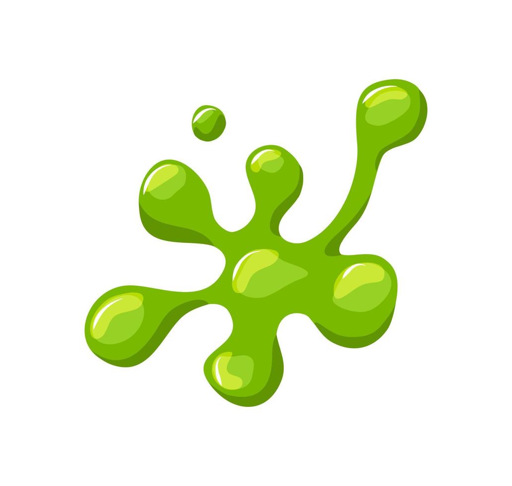 Green slime splashes. Goo blob puddle dripping mucus.Vector cartoon illustration. Isolated background. vector