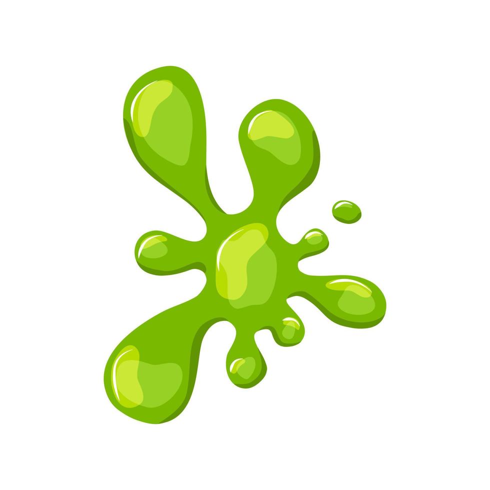 Green slime splashes. Goo blob puddle dripping mucus.Vector cartoon illustration. Isolated background. vector