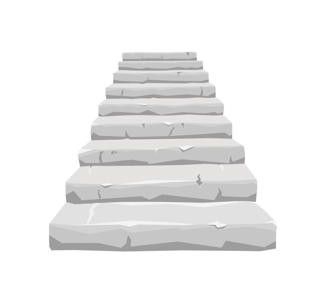 Old stone staircase on a white isolated background. For the house and the old castle. Vector cartoon illustration