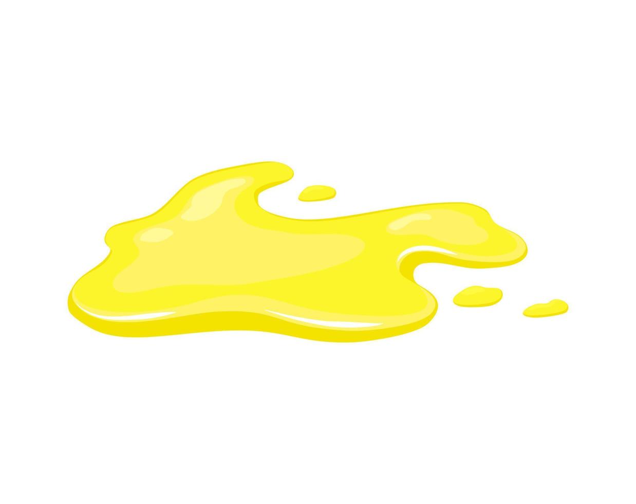 Juice spill.  Yellow puddle of vegetable oil or urine. Vector cartoon illustration.