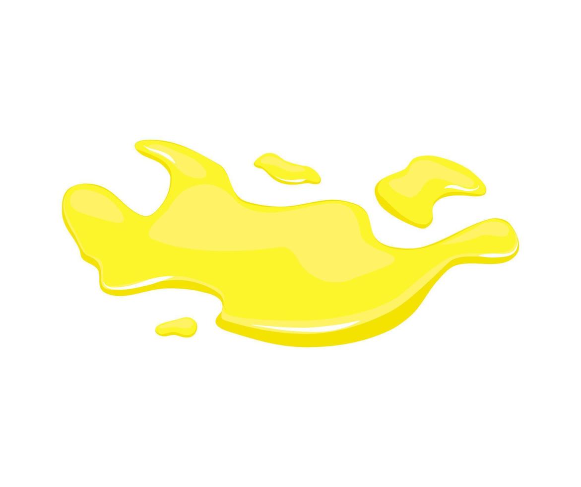 Juice. Yellow liquid spill. Puddle of vegetable oil. Vector cartoon illustration.