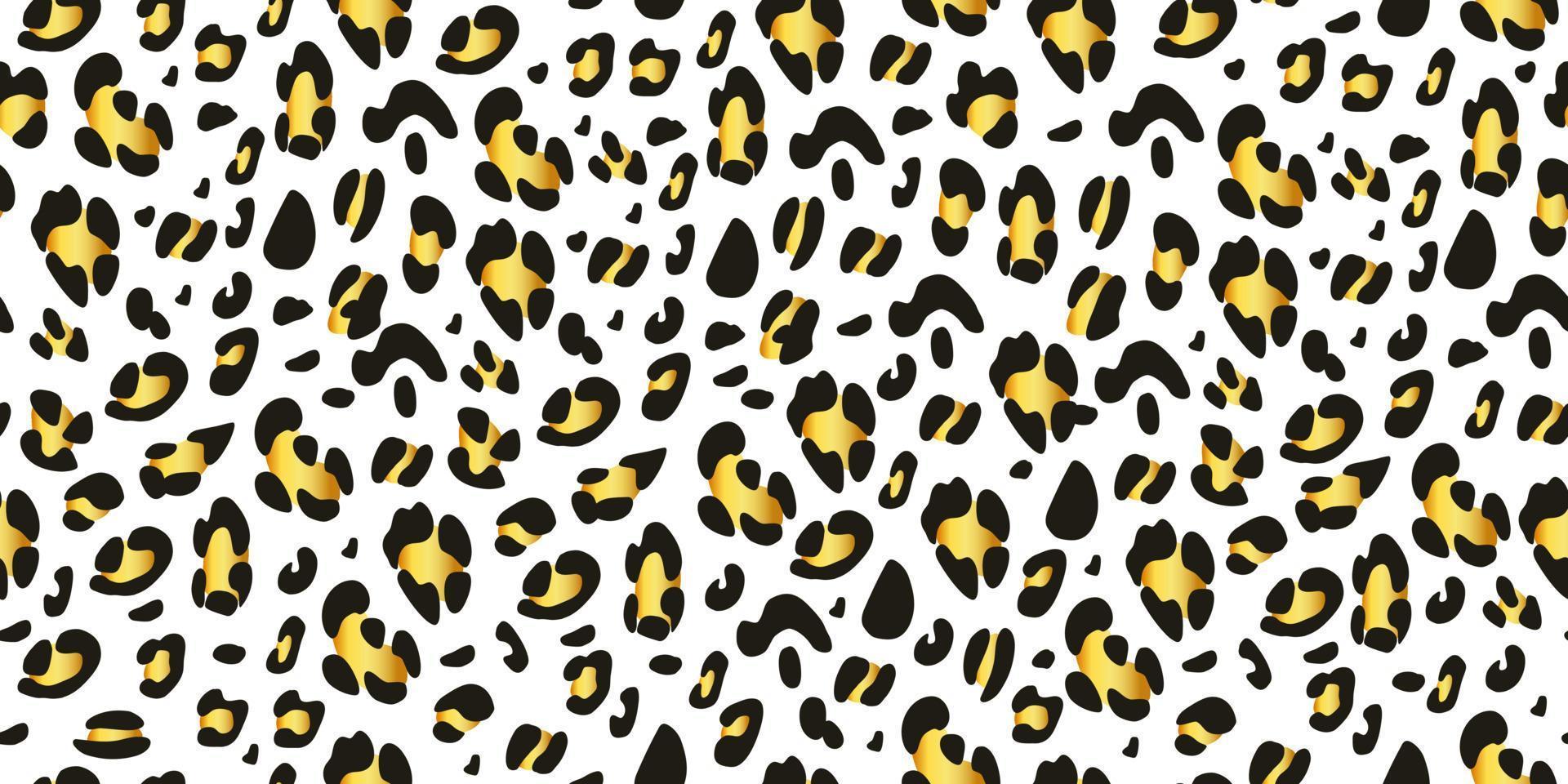 patrón abstracto sin costuras de leopardo dorado de moda sobre un fondo blanco.para el diseño de estampados de moda, textiles, cubiertas, envolturas, papel tapiz. piel de un animal guepardo salvaje con una textura dorada. vector