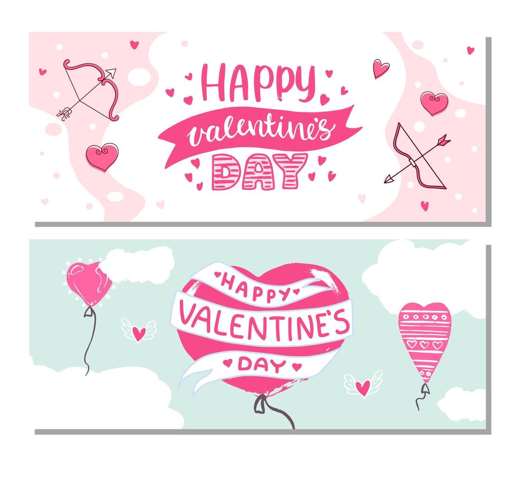 Set of backgrounds for Valentine's Day. Flyer, invitation. Vector illustration.