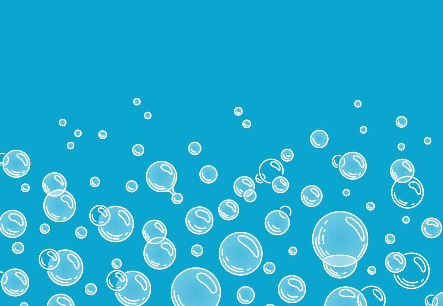 Bubbles of liquid soap, foam border. Soap foam background.  Vector cartoon illustration.