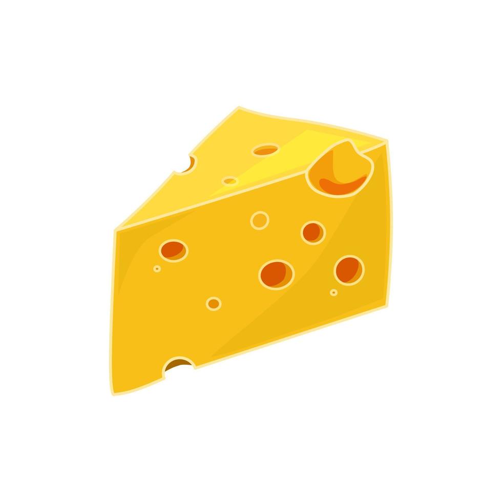 piece of cheese on a white background. Vector illustration.