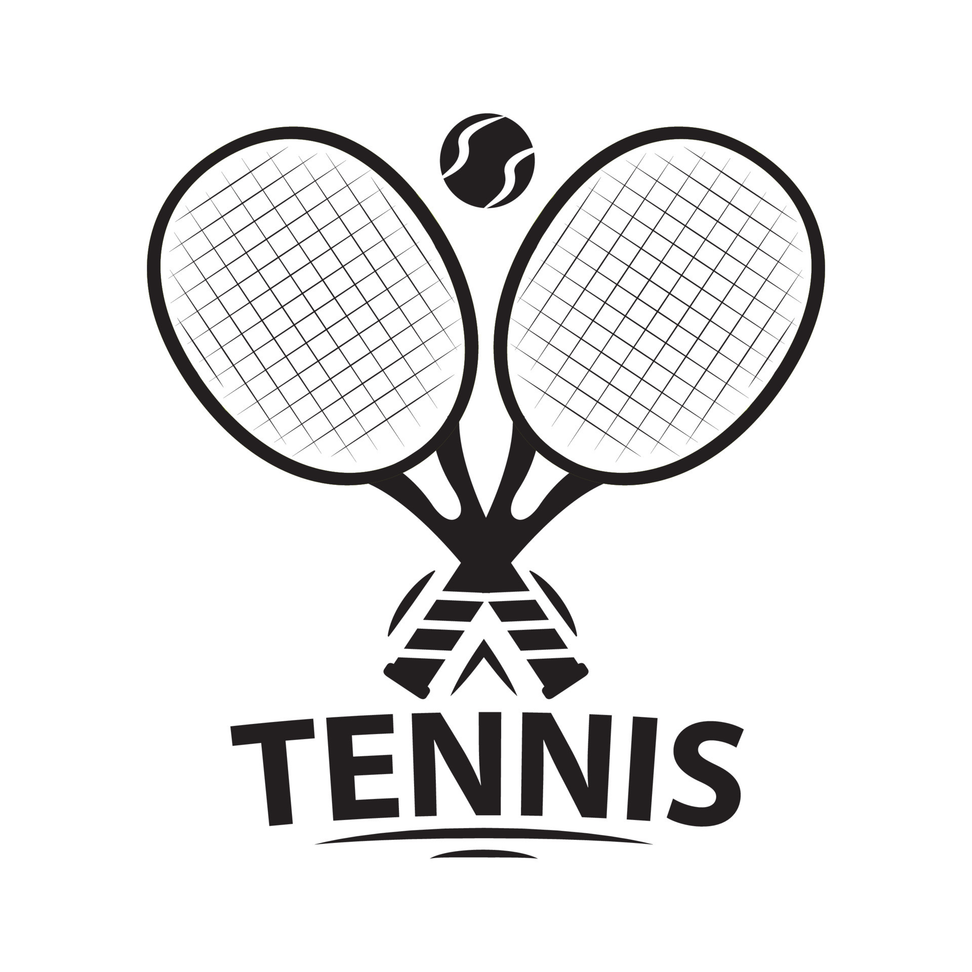 Tennis balls and racquet.Sports, fitness, vector design.Crossed racket