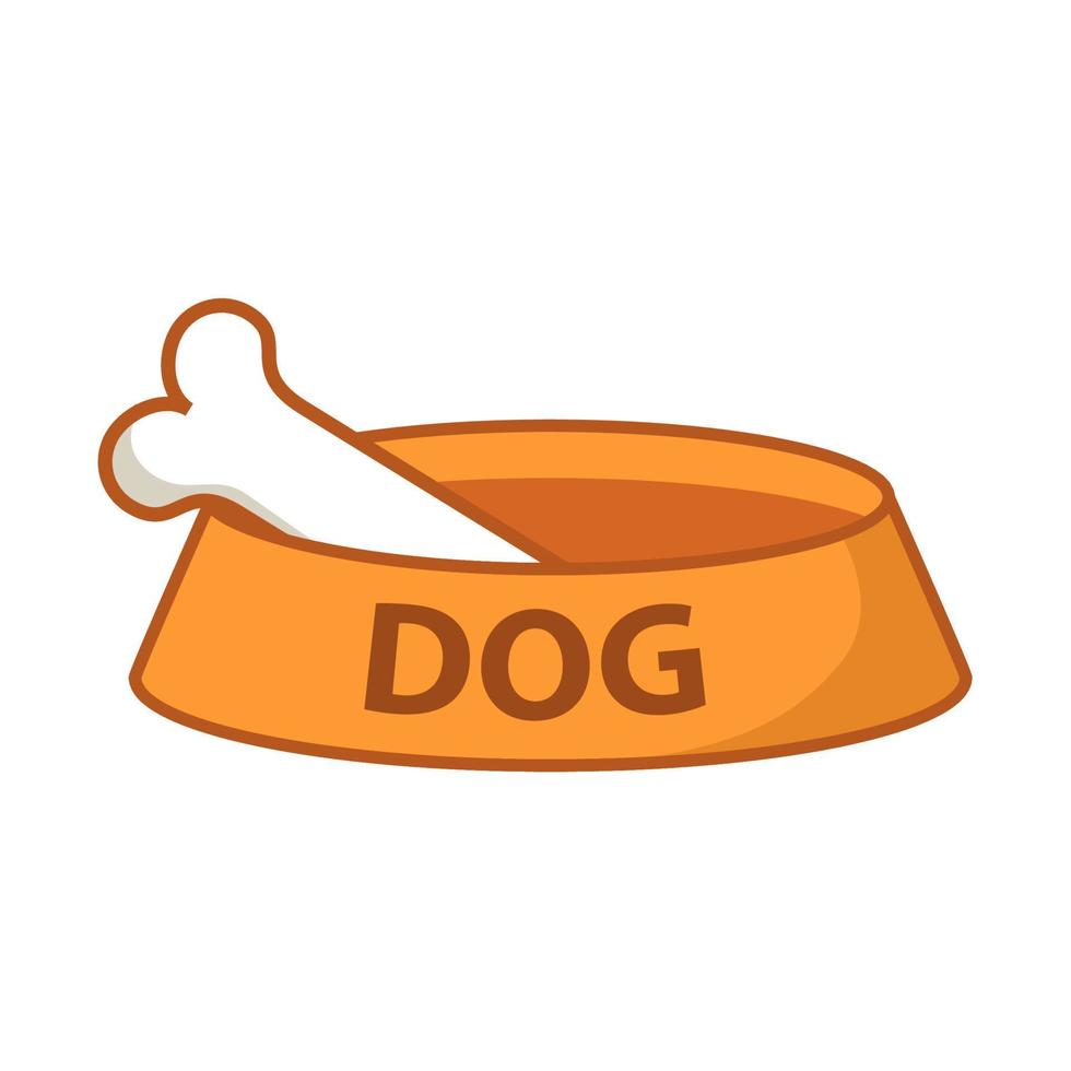 Bowl for a dog with a bone. Bowl for pet food. Flat illustration vector.Isolated on a white background. vector