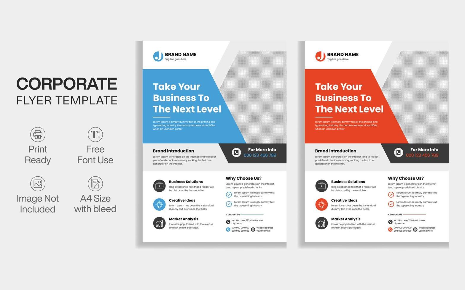 Modern Corporate Business Flyer Design. New Professional Red Blue Flyer Template vector