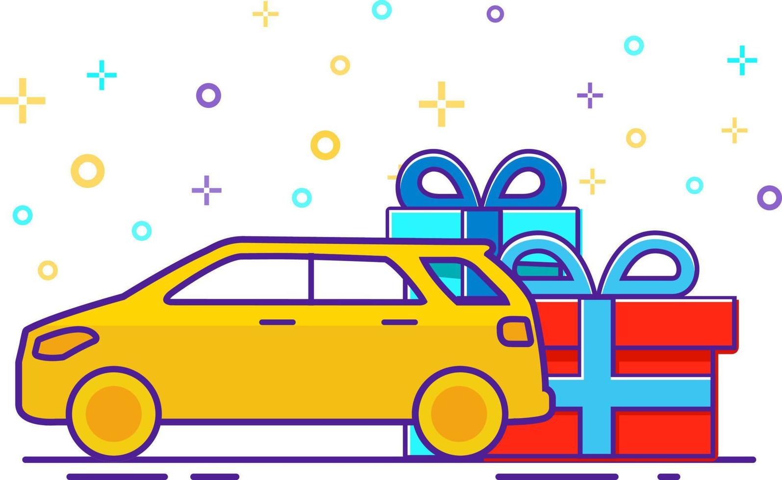 oferta especial coche suv regalo. presente vehículo todoterreno. concepto de icono de vector.banner de línea plana para un salón del automóvil. vector