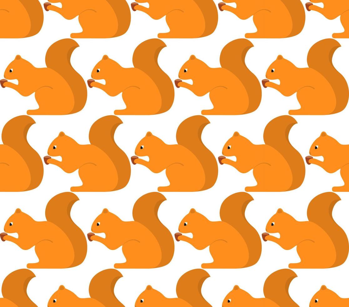 Seamless pattern with squirrel and nut. Conception of animal print for printing on fabric and wrapping paper. Flat vector illustration.Fabric print design concept.