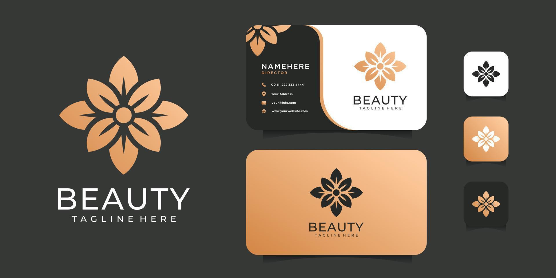 Golden flower logo design vector illustration for spa