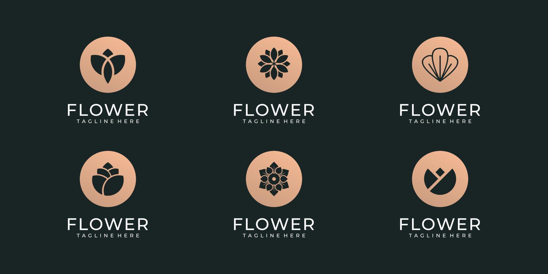 Set of flower beauty fashion logo design vector template