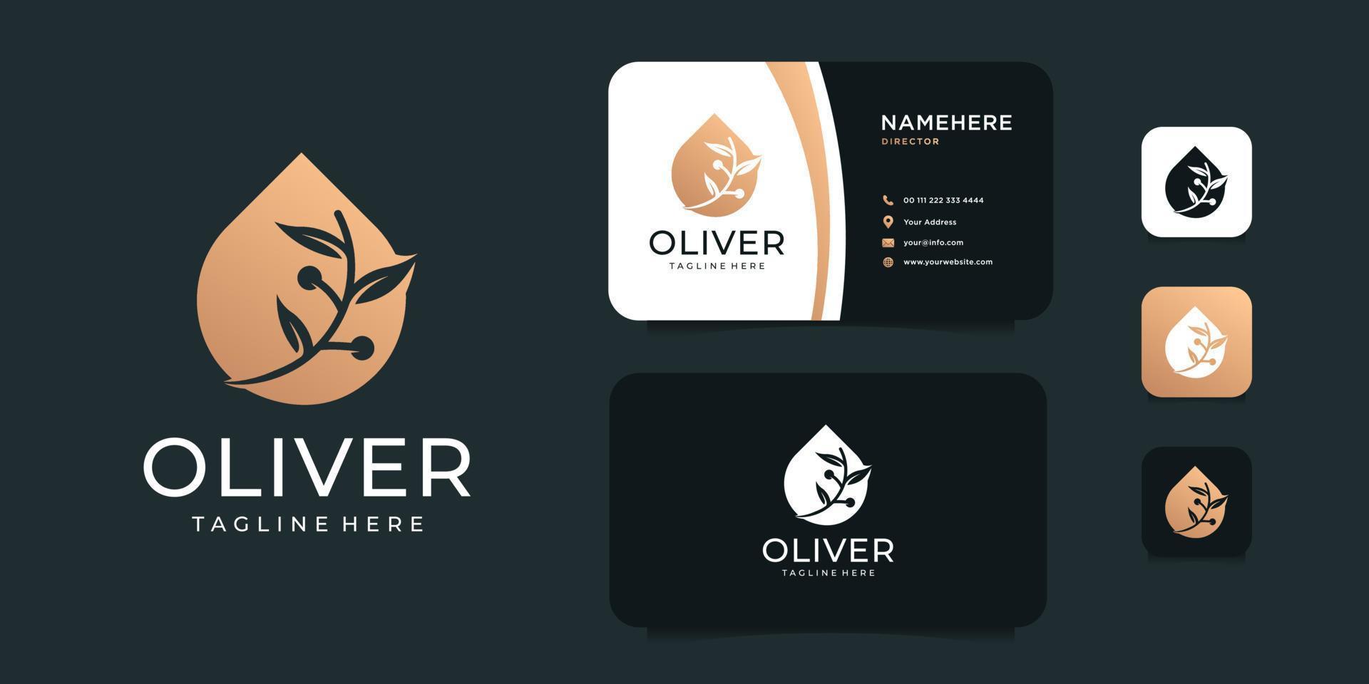 Luxury olive oil spa plant logo design vector set