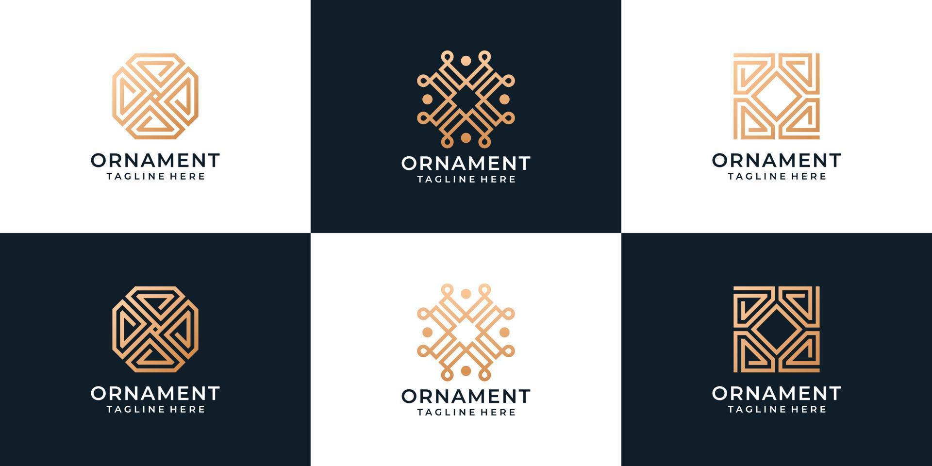 Golden minimalist ornament logo vector design collection