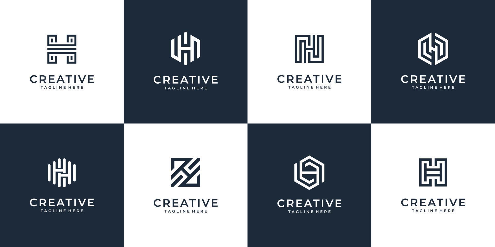 Set of letter h logo design vector collection with creative concept