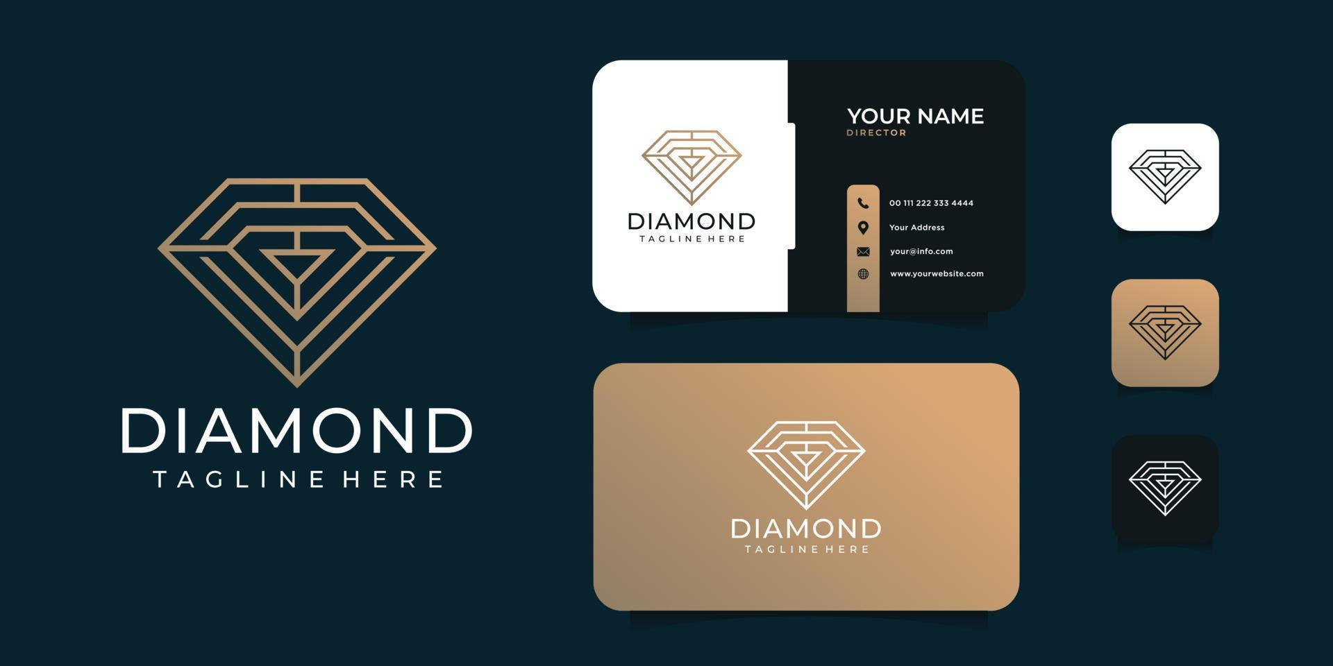Creative feminine diamond gems golden logo design template vector