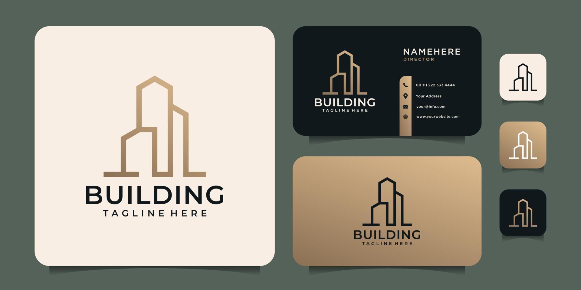 Modern building real estate logo design vector concept