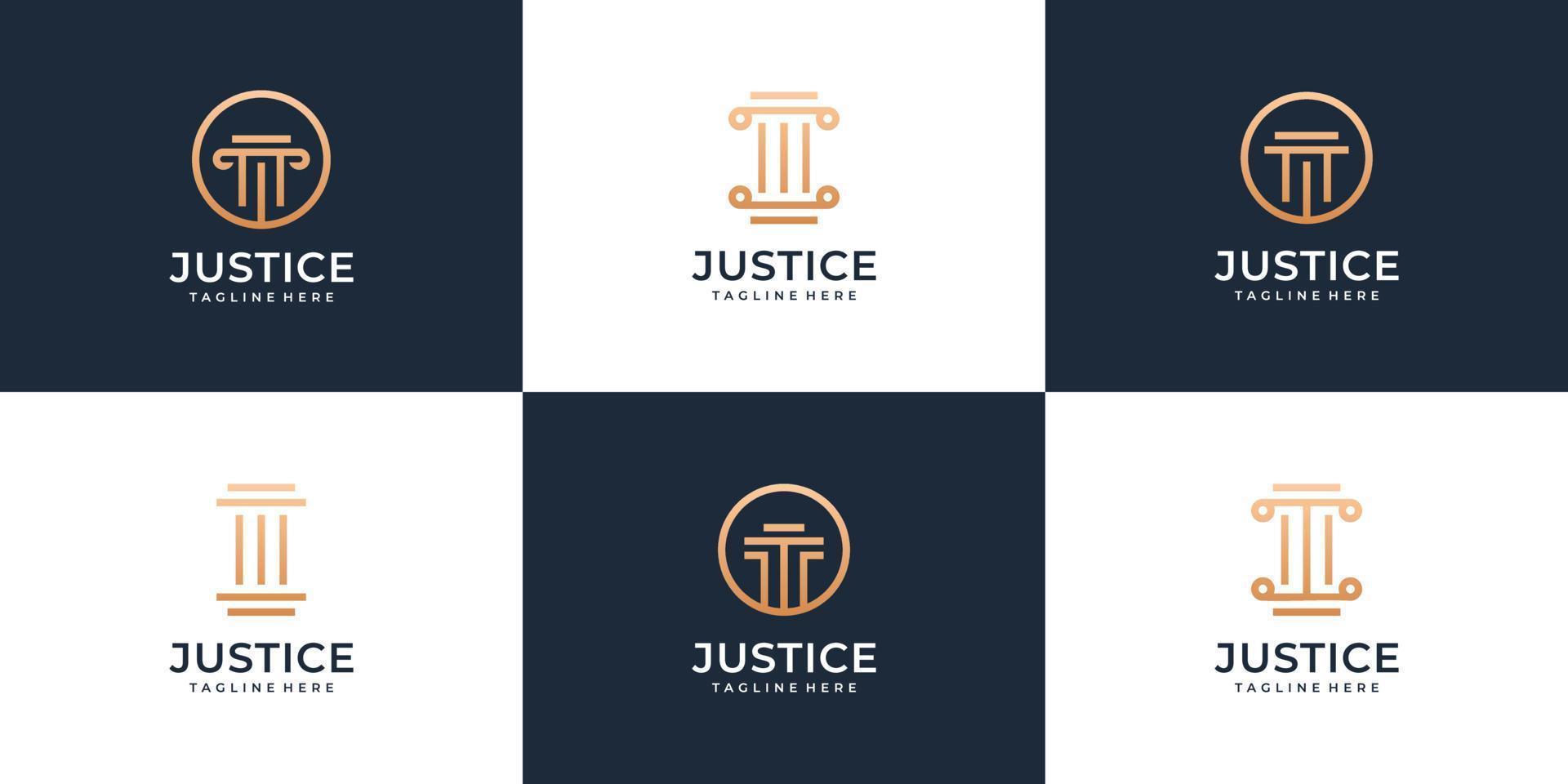 conjunto de paquete de colección de diseño de logotipo de justicia de abogado legal moderno vector