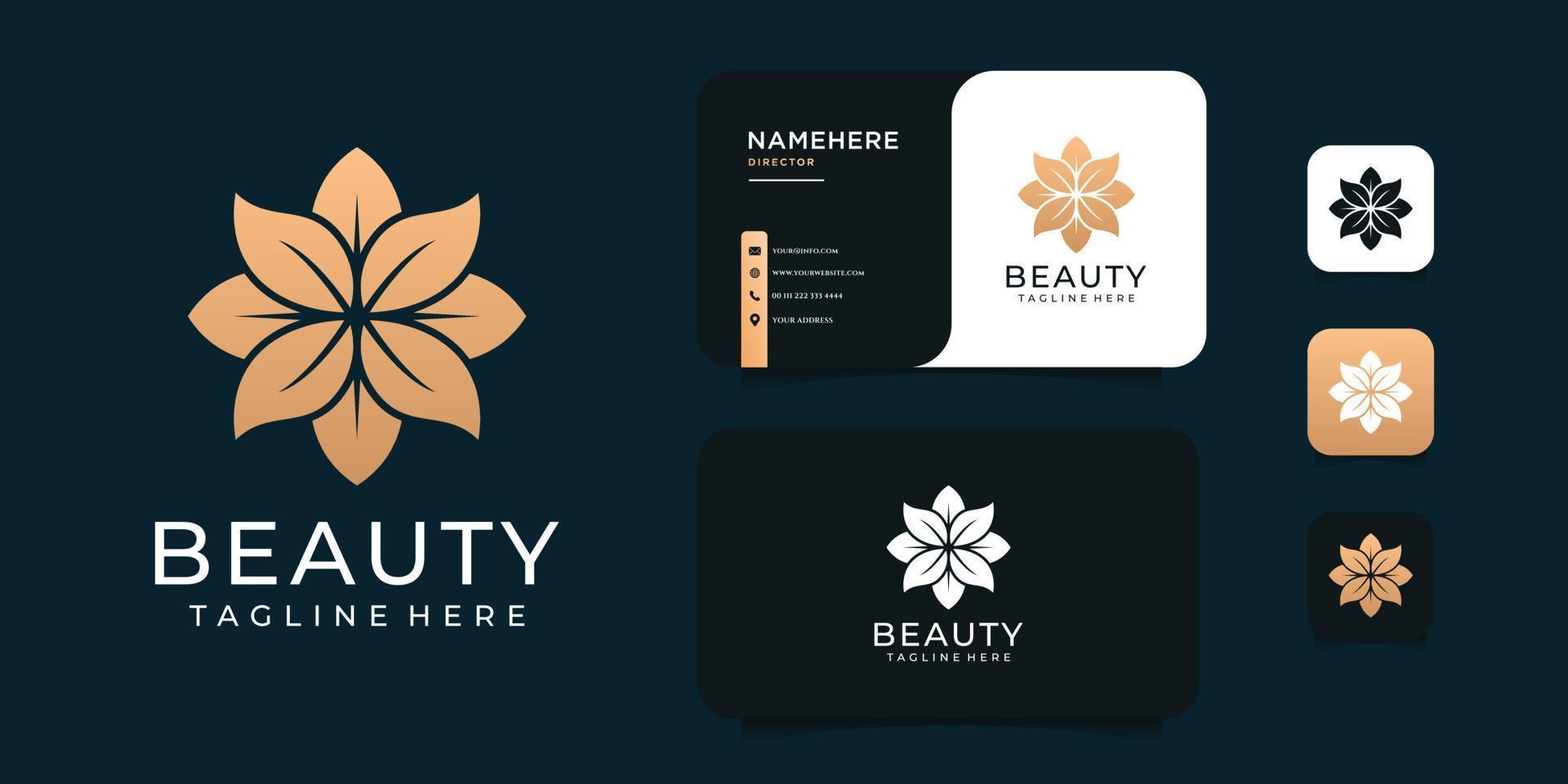 Inspirational beauty gold flower logo design vector spa concept