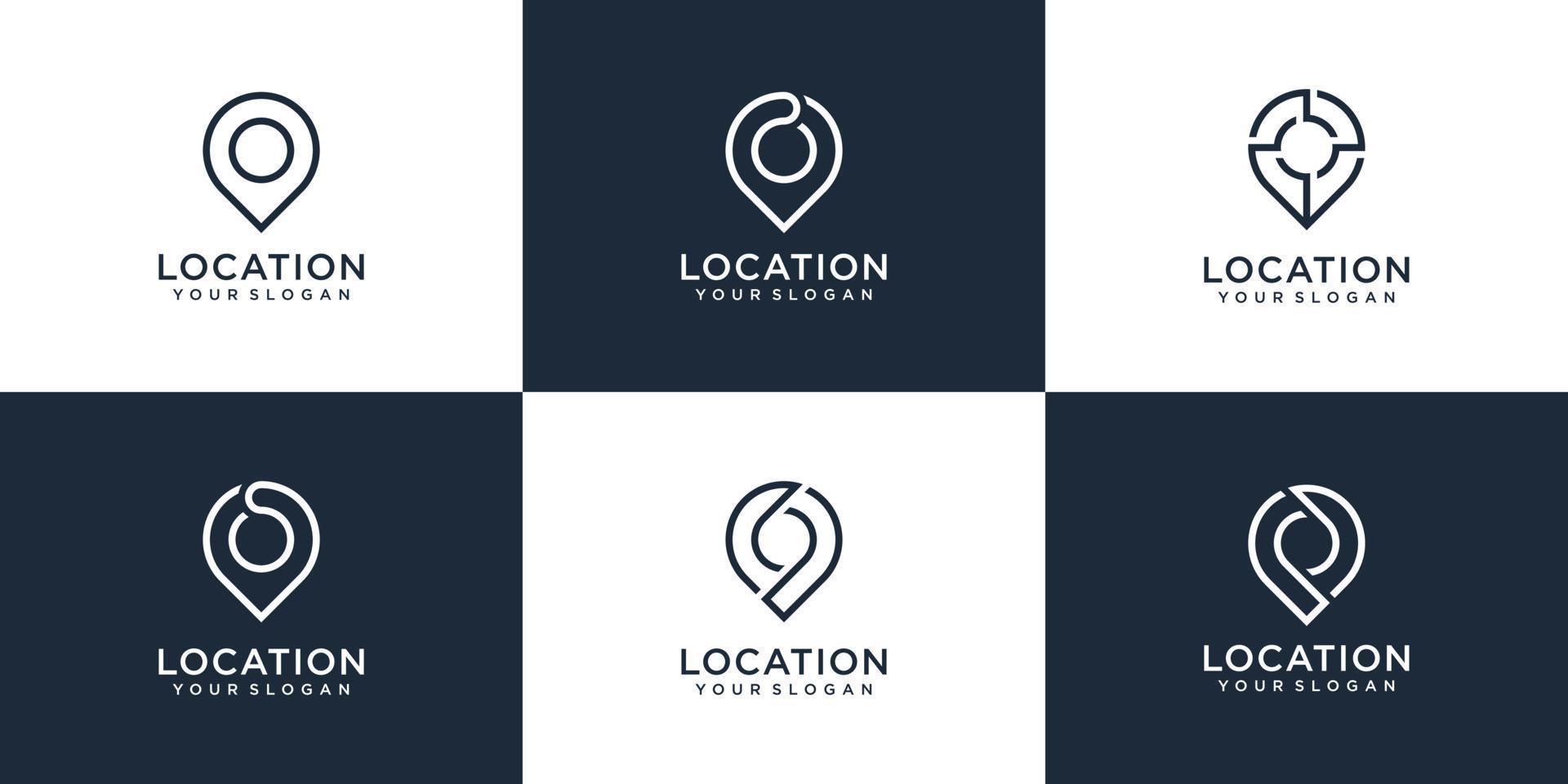 conjunto de colección de logotipos de mercado de pines de ubicación vector