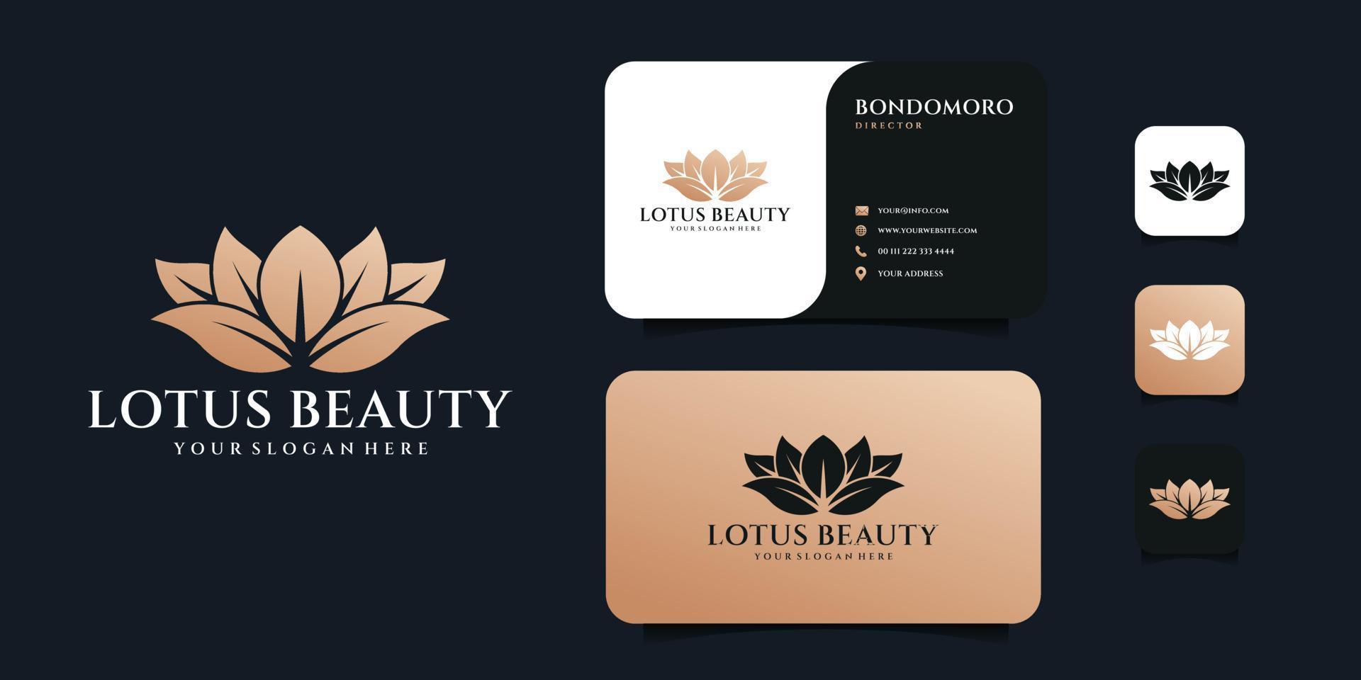 Feminine minimalist flower nature logo and business card design vector template