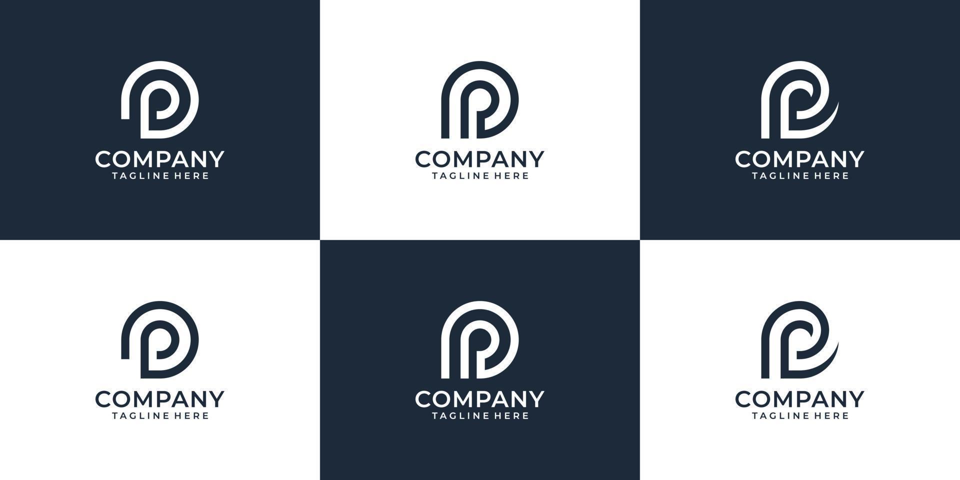 Set of letter p creative modern logo design vector concept for business company